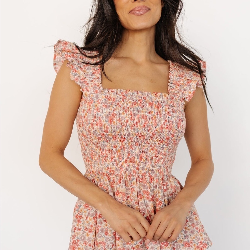 Baltic Born Ida Peplum Top in Pink Multi Floral Size XS - Picture 6 of 6